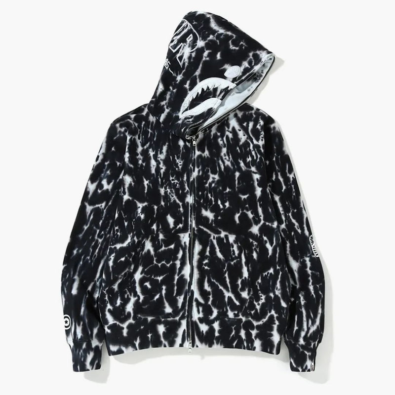 Bape Tie Dye Ponr Shark Wide Full Zip Hoodie Black