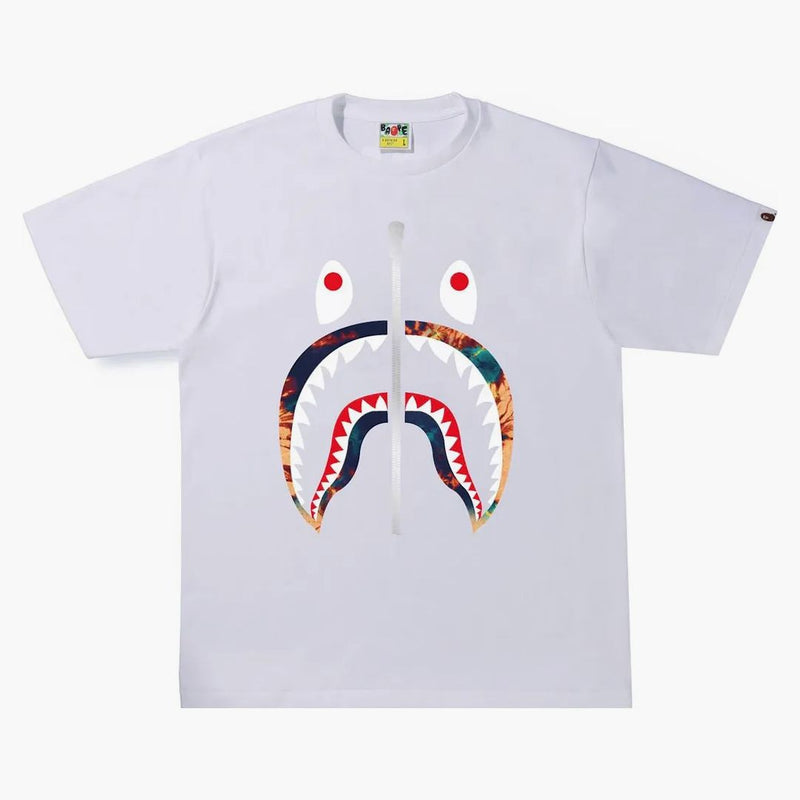 Bape Tie Dye Shark Tee White/Navy