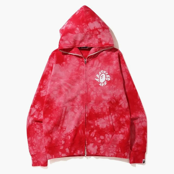Bape Tie Dye Wide Full Zip Hoodie Red