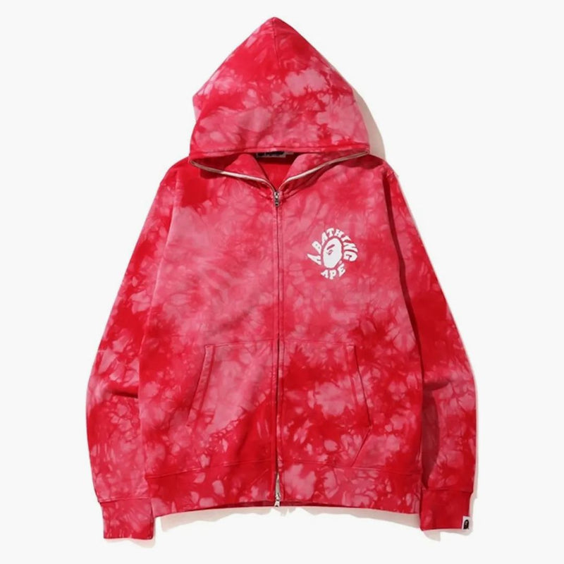 Bape Tie Dye Wide Full Zip Hoodie Red