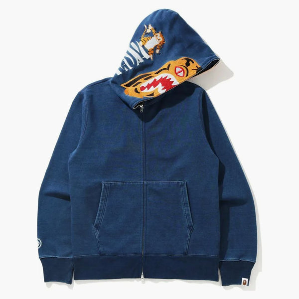 Bape Tiger Full Zip Hoodie Navy