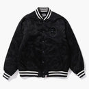 Bape Tonal Solid Camo Padded Varsity Jacket Black