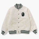 Bape Tonal Solid Camo Padded Varsity Jacket Ivory