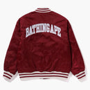 Bape Tonal Solid Camo Padded Varsity Jacket Red