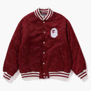 Bape Tonal Solid Camo Padded Varsity Jacket Red