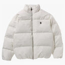 Bape Tonal Solid Camo Puffer Down Jacket Ivory