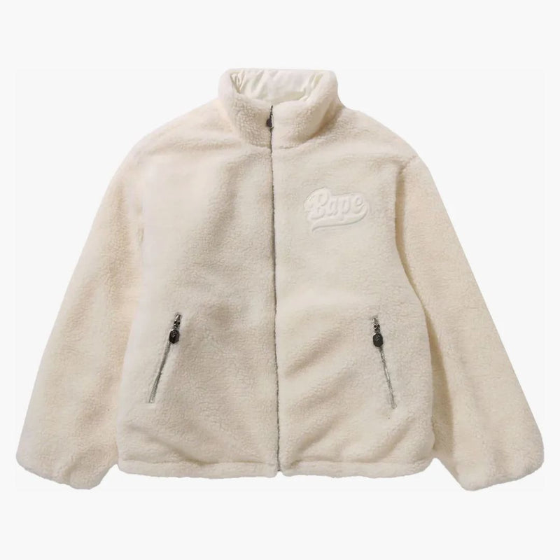 Bape Tonal Solid Camo Sherpa Reversible Jacket Ivory