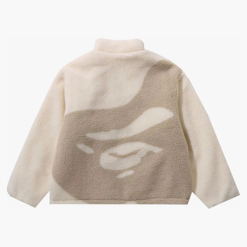 Bape Tonal Solid Camo Sherpa Reversible Jacket Ivory