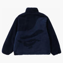 Bape Tonal Solid Camo Sherpa Reversible Jacket Navy