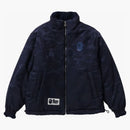 Bape Tonal Solid Camo Sherpa Reversible Jacket Navy