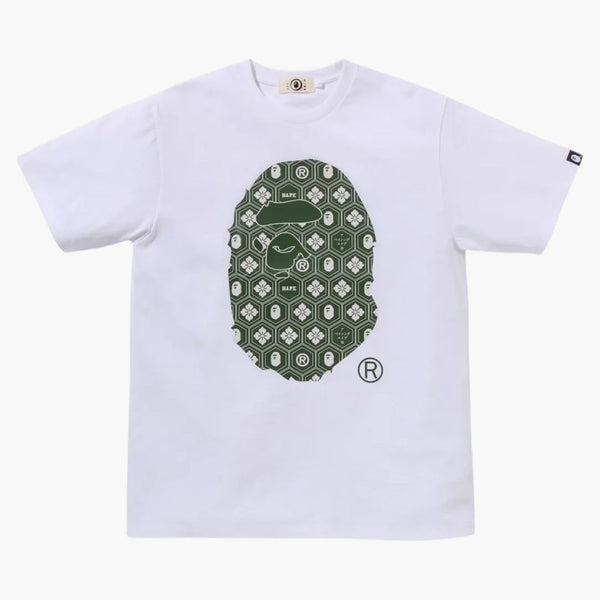 Bape Traditional Japanese Pattern Ape Head Tee White/green