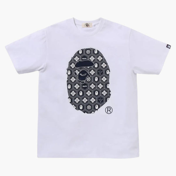 Bape Traditional Japanese Pattern Ape Head Tee White/navy