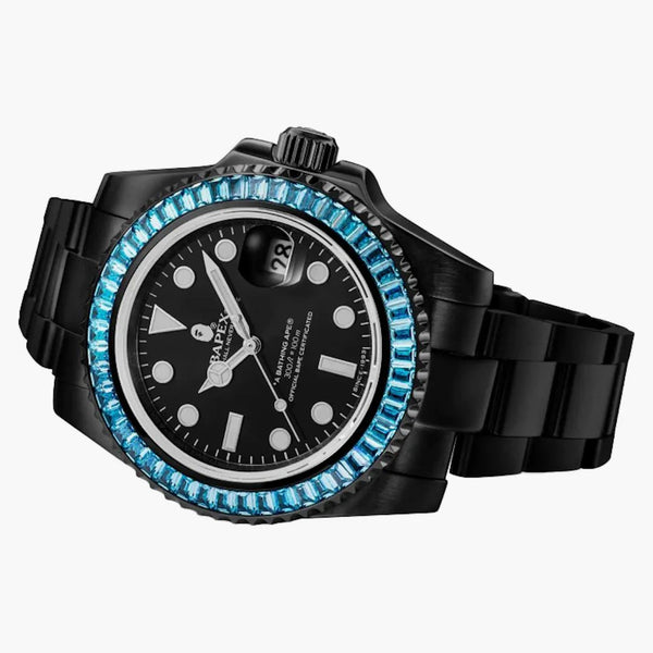 Bape Type 1 Bapex Crystal Stone Watch Green