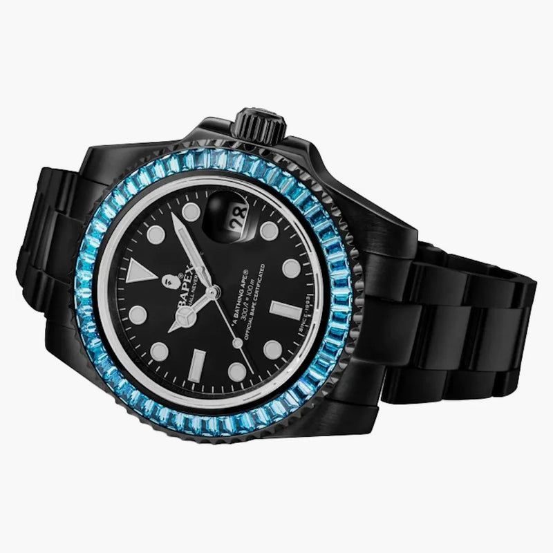 Bape Type 1 Bapex Crystal Stone Watch Green