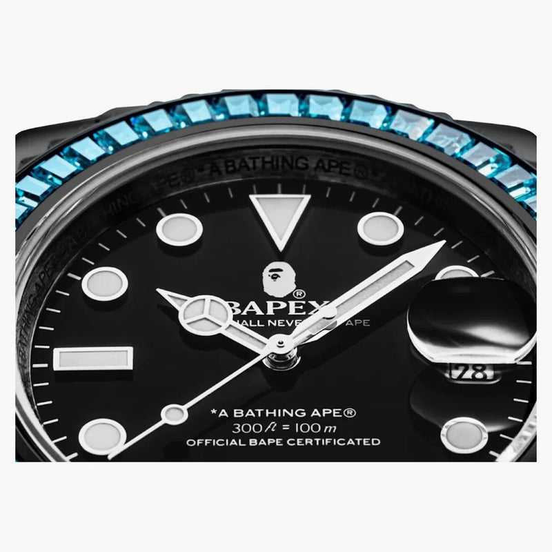 Bape Type 1 Bapex Crystal Stone Watch Green