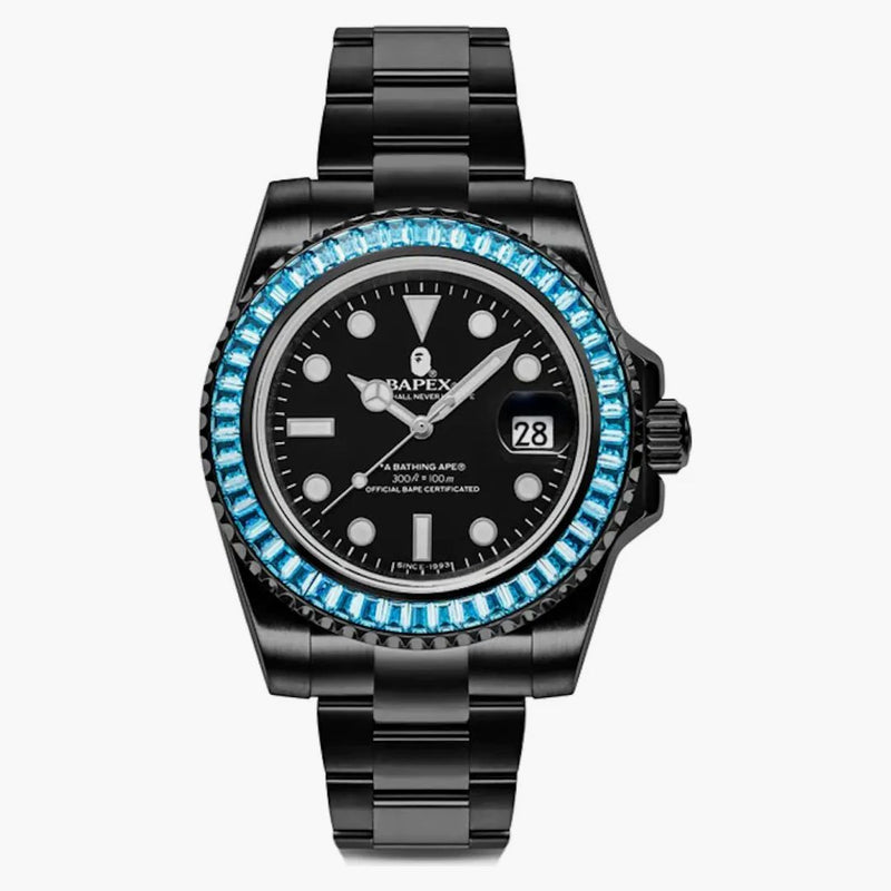 Bape Type 1 Bapex Crystal Stone Watch Green