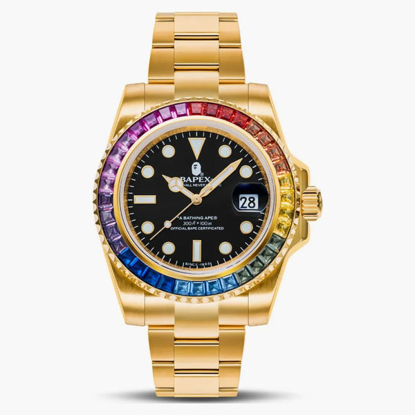 Bape Type 1 Bapex Crystal Stone Watch Gold/rainbow