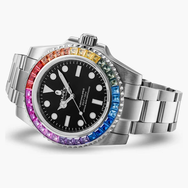 Bape Type 1 Bapex Crystal Stone Watch Silver