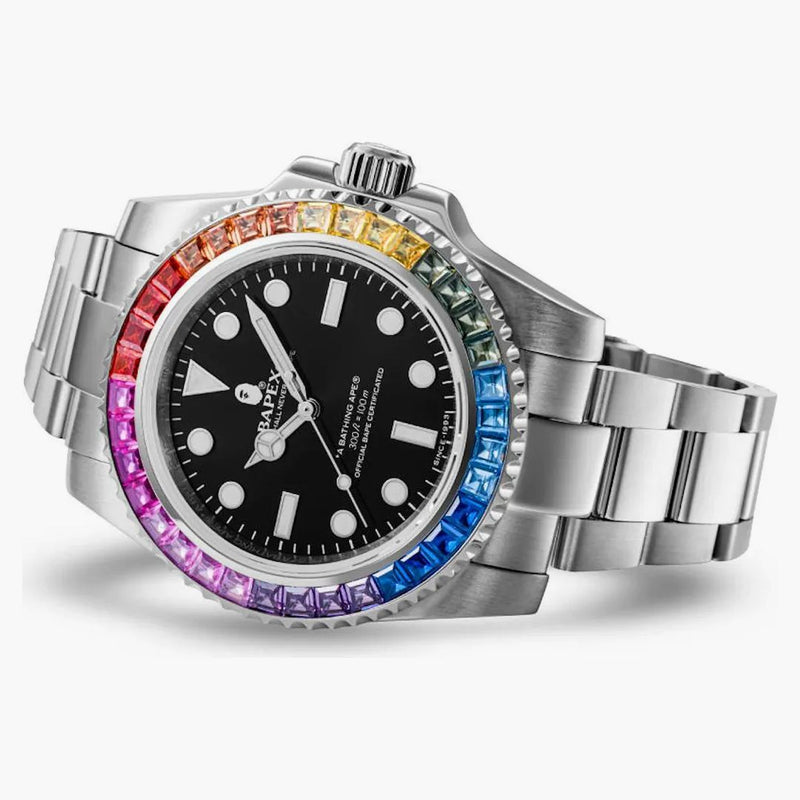 Bape Type 1 Bapex Crystal Stone Watch Silver