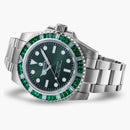 Bape Type 1 Bapex Crystal Stone Watch Silver/Green