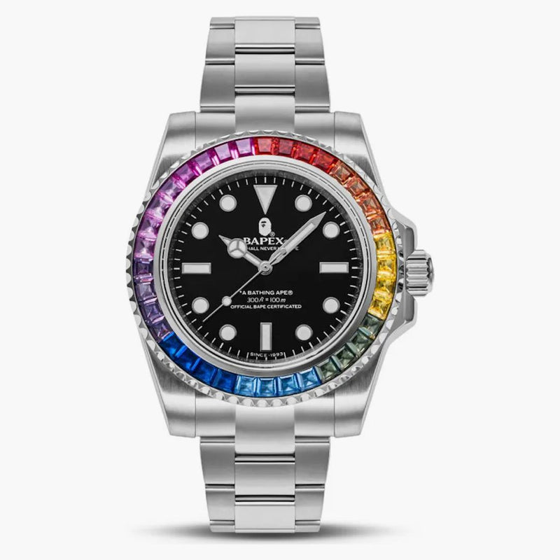 Bape Type 1 Bapex Crystal Stone Watch Silver