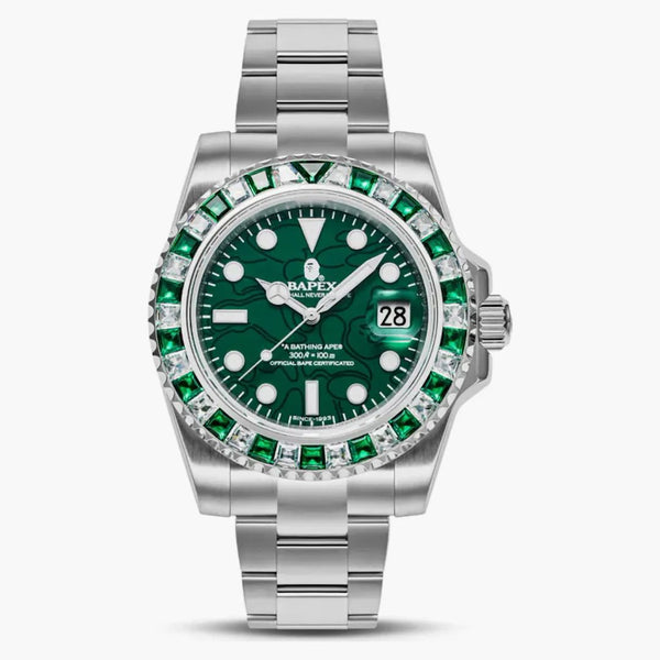 Bape Type 1 Crystal Stone Bapex Watch (ss24) Green