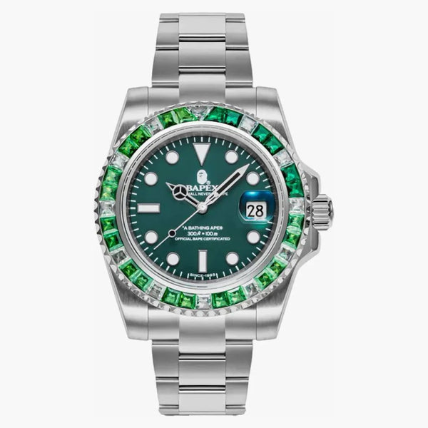 Bape Type 1 Crystal Stone Bapex Watch Green