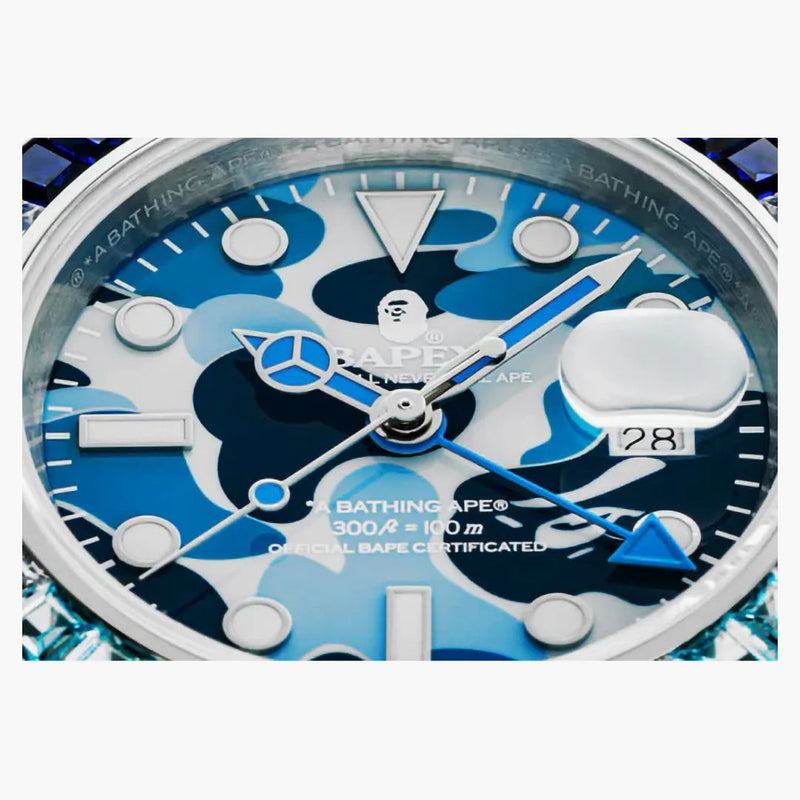 Bape Type 2 Abc Camo Crystal Stone Bapex Watch Blue
