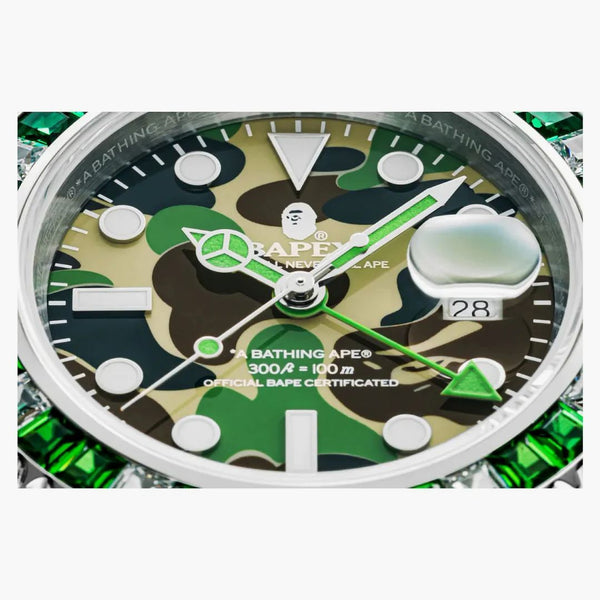 Bape Type 2 Abc Camo Crystal Stone Bapex Watch Green