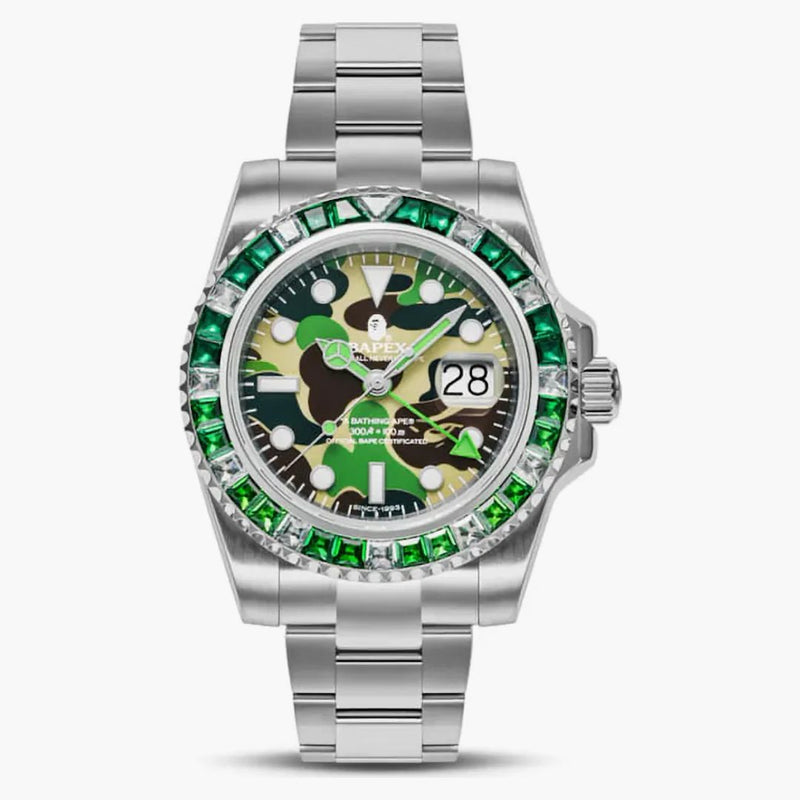 Bape Type 2 Abc Camo Crystal Stone Bapex Watch Green