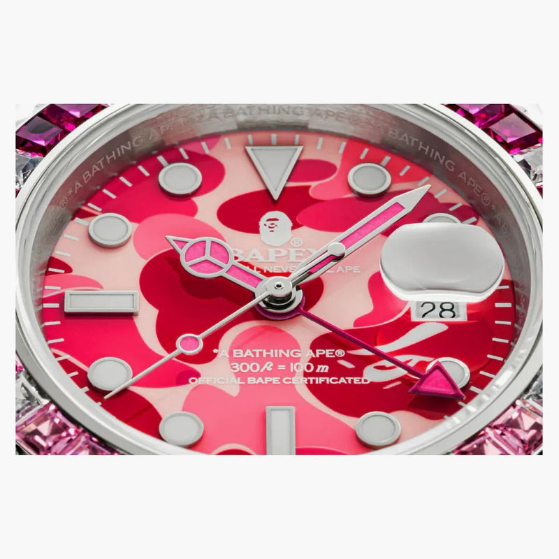Bape Type 2 Abc Camo Crystal Stone Bapex Watch Pink