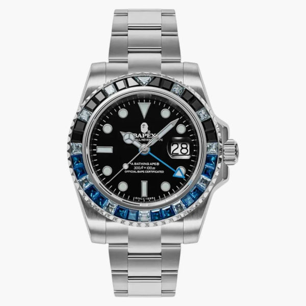 Bape Type 2 Crystal Stone Bapex Watch Black/black
