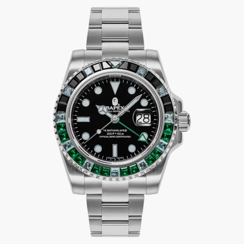 BAPE typu 2 Crystal Stone Bapex Watch Black/Green
