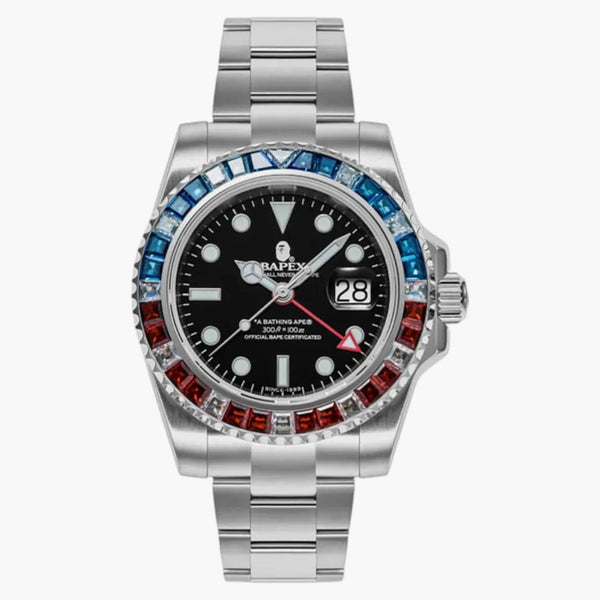 Bape Type 2 Crystal Stone Bapex Watch Black/red