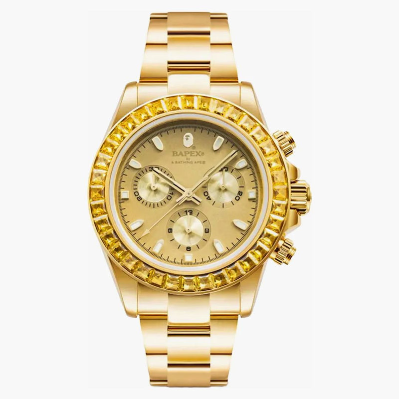 BAPE Type 4 Bapex Crystal Stone Gold Watch Gold