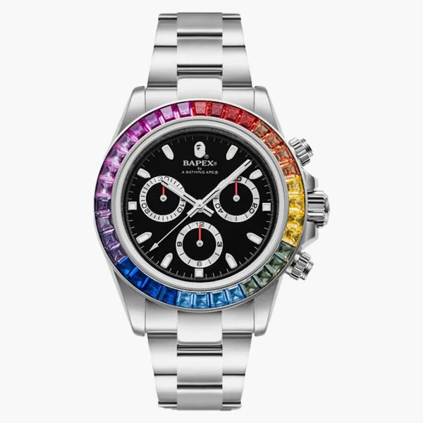 Bape Type 4 Bapex Crystal Stone Watch Silver
