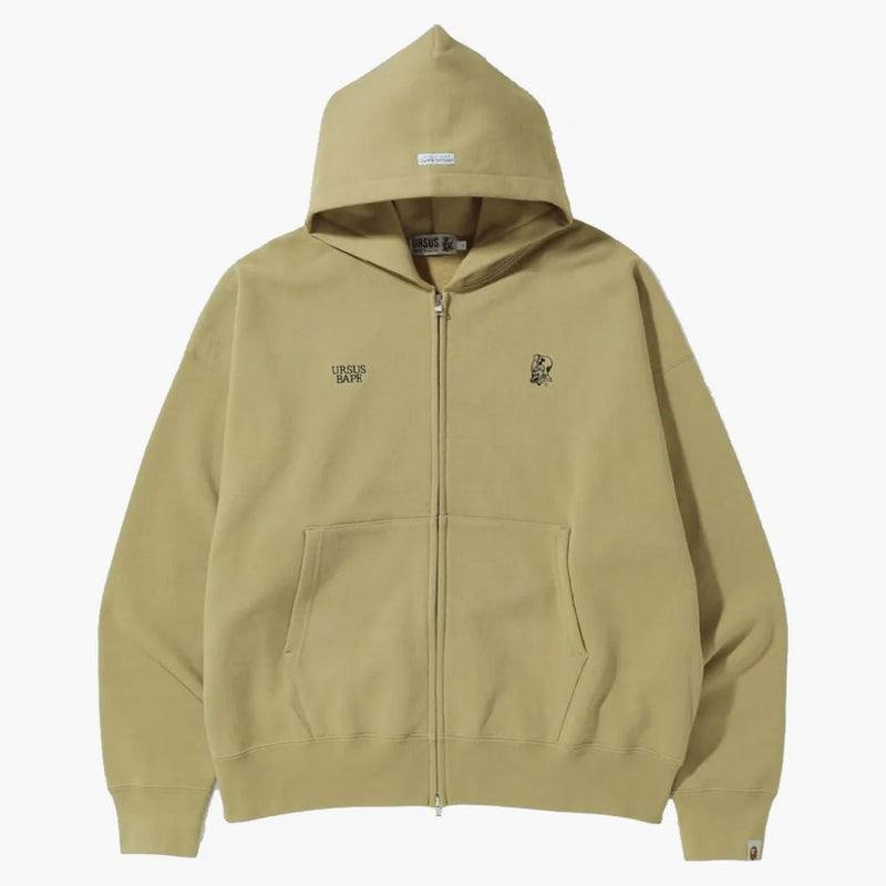 Bape Ursus Loose Fit Zip Up Hoodie Beige
