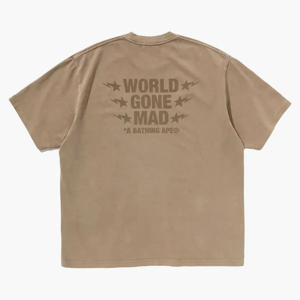 BAPE WGM oděv barvený uvolněný fit tee hnědý
