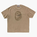 Bape wgm prenda teñida de ajuste relajado tee brown