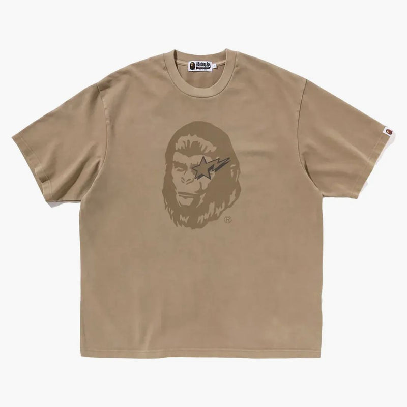 BAPE WGM oděv barvený uvolněný fit tee hnědý