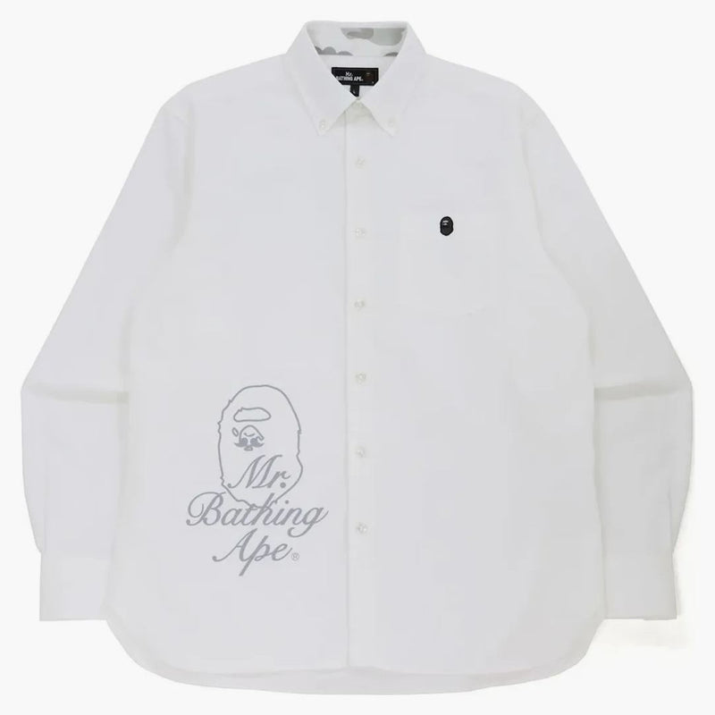 BAPE Wide Logo Print Shirt White
