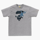 Bape Wild Leopard Pattern Ape Face Sta Tee Gray