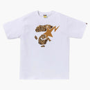 Bape Wild Leopard Pattern Ape Face Sta Tee White