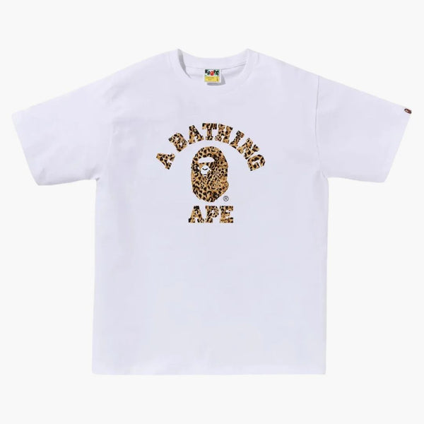 Bape Wild Leopard Pattern College Tee White/beige