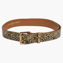 Bape Wild Leopard Pattern Leather Belt Beige
