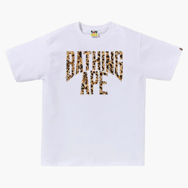 Bape Wild Leopard Pattern Nyc Logo Tee White/beige