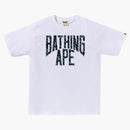 Bape Wild Leopard Pattern Nyc Logo Tee White/navy