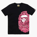 Bape Wild Leopard Pattern Side Big Ape Head Tee Black/pink