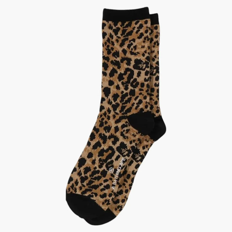 Bape Wild Leopard Pattern Socks Beige