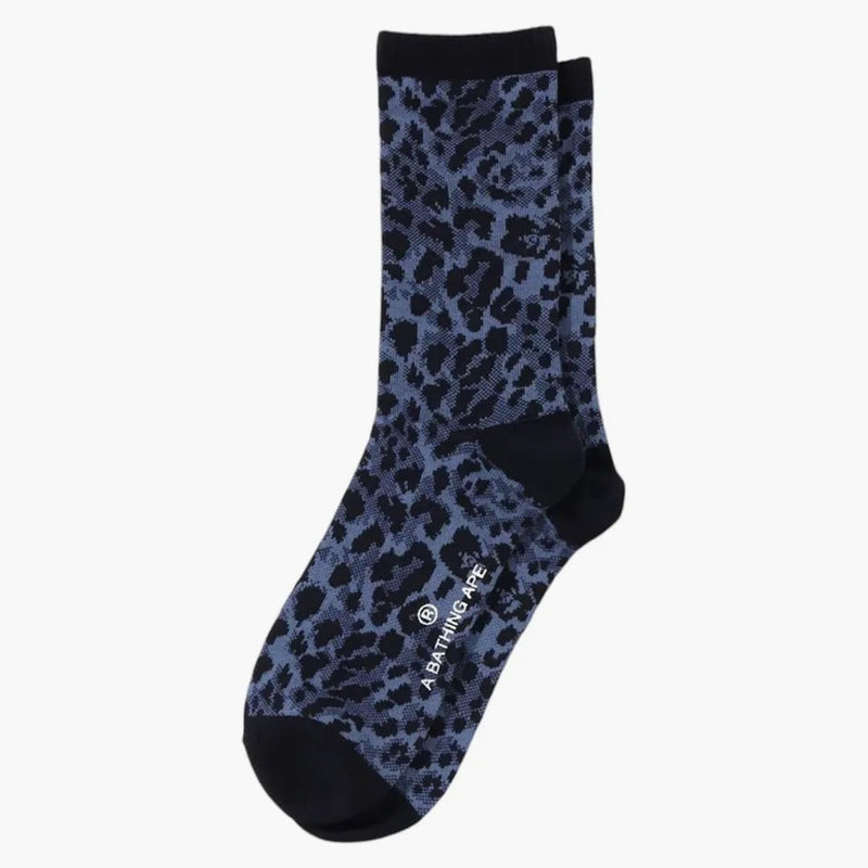 Bape Wild Leopard Pattern Socks Navy